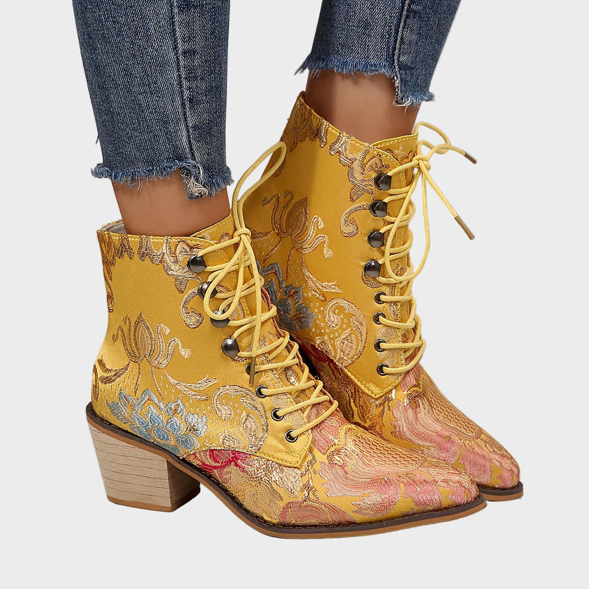 Meda - Lederstiefel mit Blumen