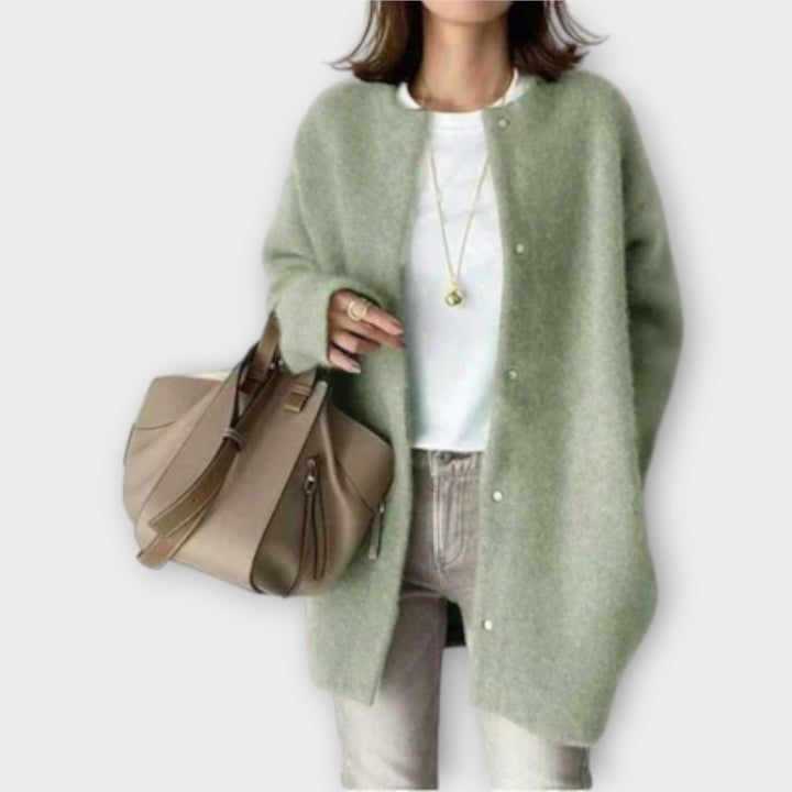 Lilly - Brauner eleganter Cardigan mit Knopfleiste