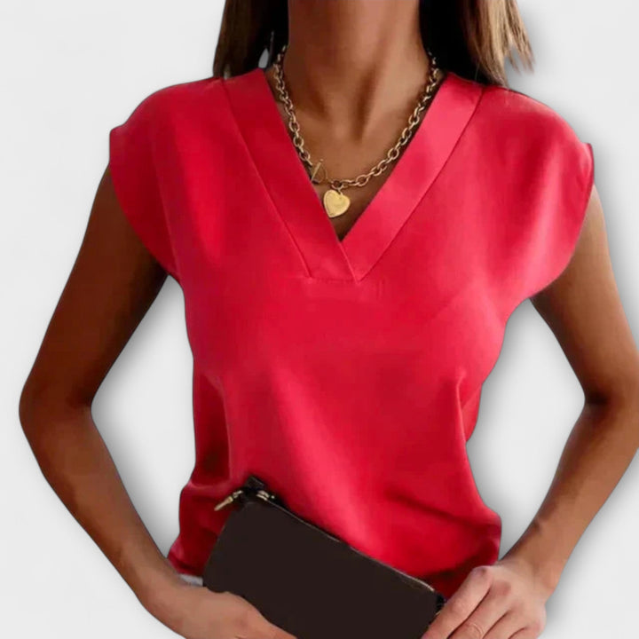 Melanie - Blusa estiva beige con maniche ampie
