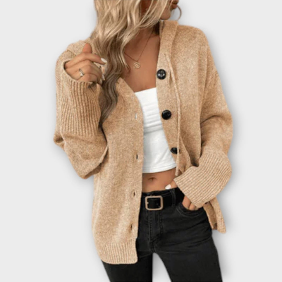 Brittan - Cardigan beige boutonné