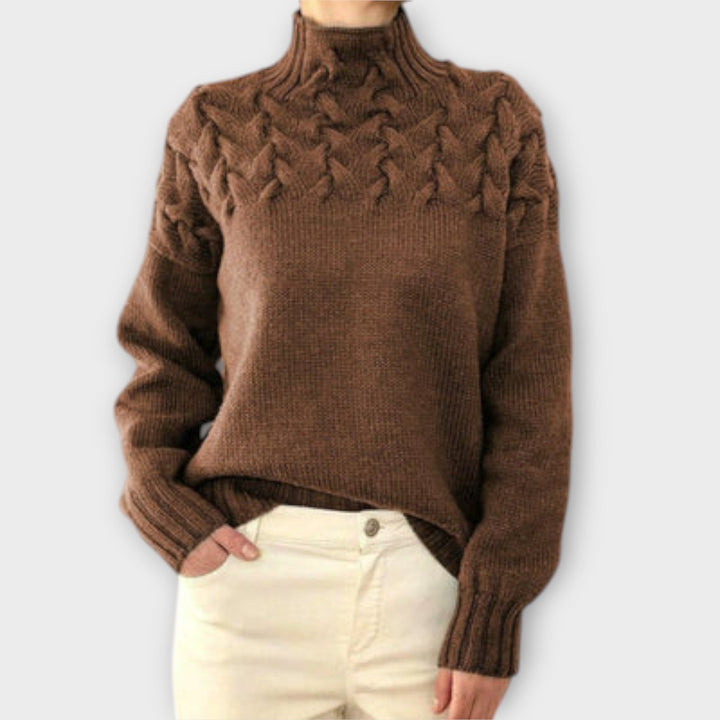 Eva - Maglione nero da donna con dettaglio a trecce