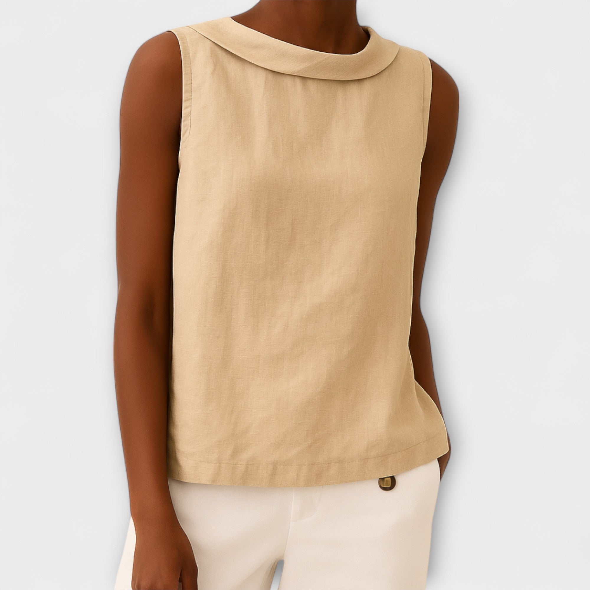 Brianna - Beige elegantes ärmelloses Top