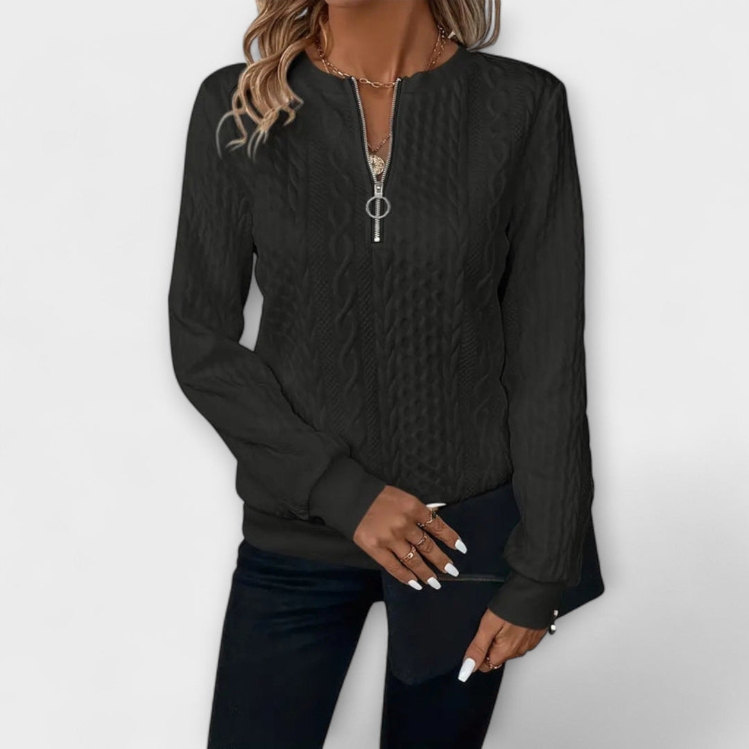 Joy - Pull en tricot blanc élégant à motif torsadé