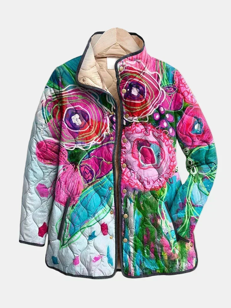 Sabine | Steppjacke Aquarell Blumen Lucie