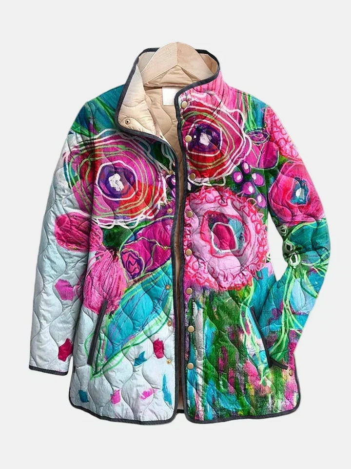 Sabine | Steppjacke Aquarell Blumen Lucie