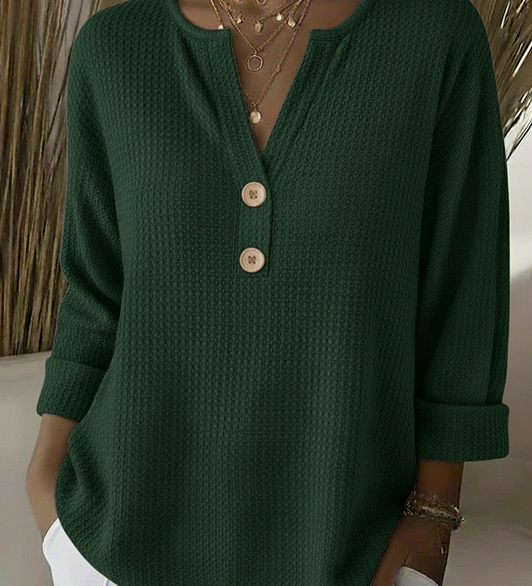 Lucía | Geknöpfte Henley T-Shirt mit Struktur