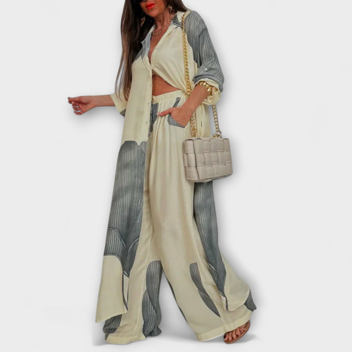 Moriel - Ensemble crème avec cardigan long