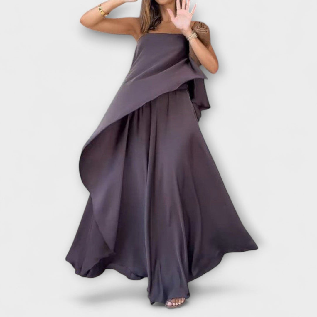 Ruby - Set grigio con top a fascia e gonna