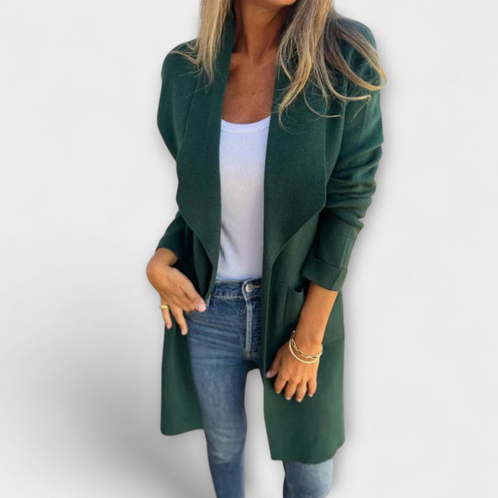 Eliane - Grauer eleganter Longline-Cardigan