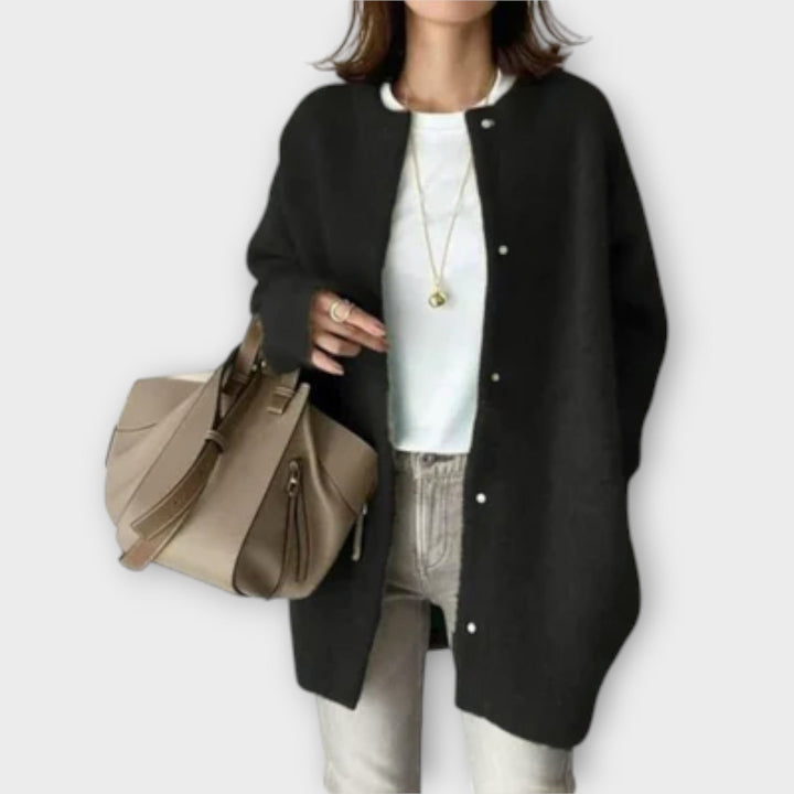 Lilly - Brauner eleganter Cardigan mit Knopfleiste