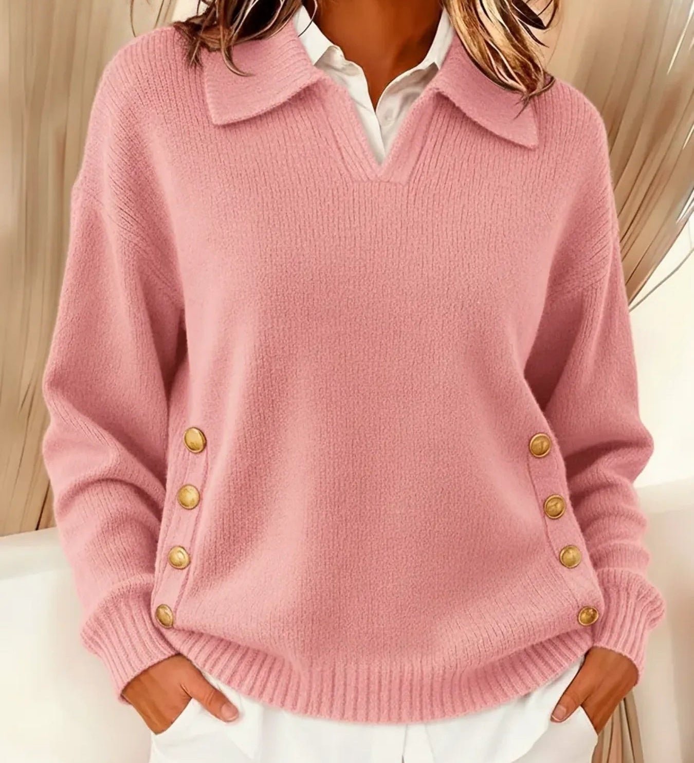 Vicenta | Pullover mit Polo-Kragen und Knöpfen