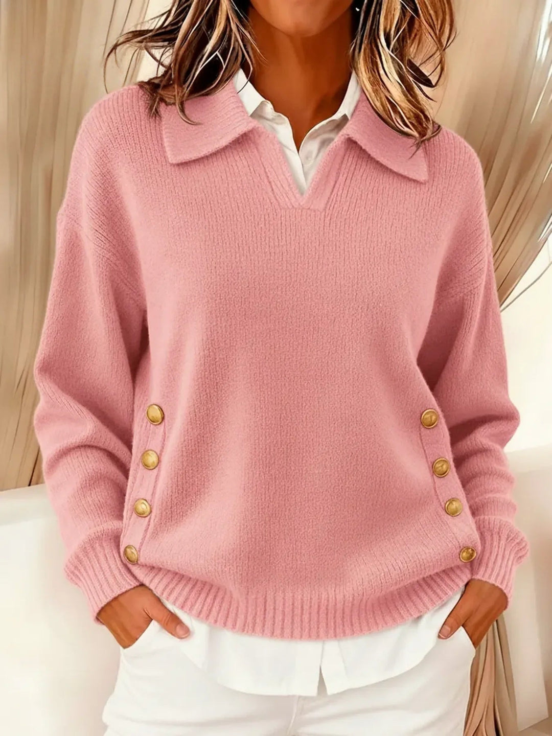 Vicenta | Pull-over à col polo et boutons