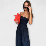 Sandrine - Eleganter dunkelblauer Bandeau-Jumpsuit