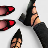 Lieselotte - Schwarze T-Steg-Pumps