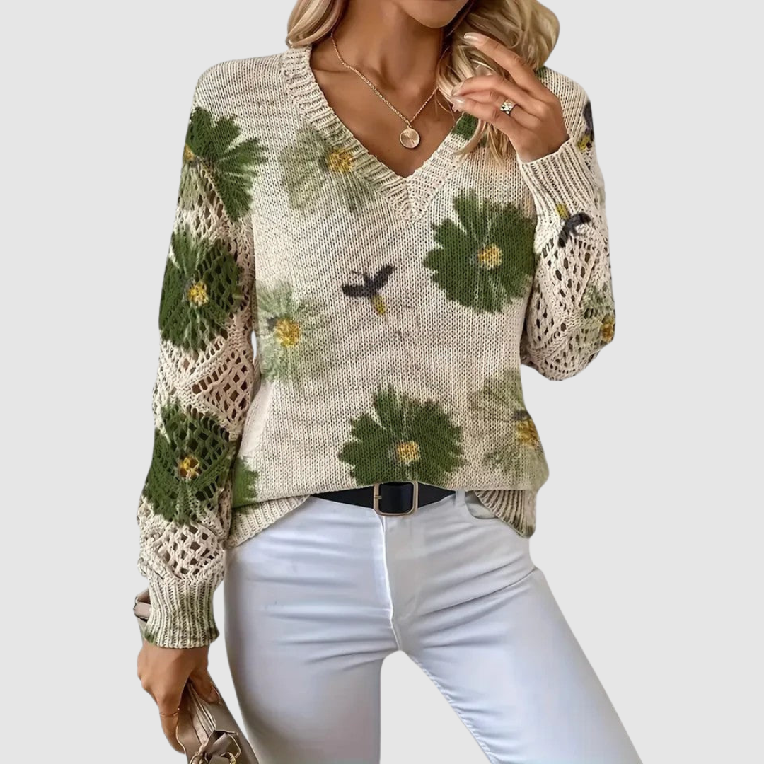 Meda - Eleganter Pullover mit Blumenmuster