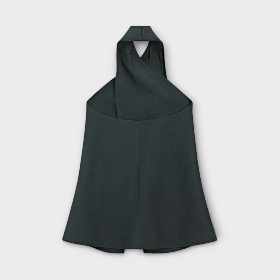 Leah - Blaues Halterneck-Top mit Rückenausschnitt