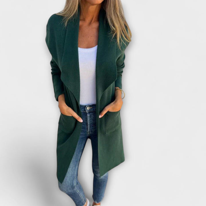 Eliane - Grauer eleganter Longline-Cardigan
