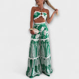 Zella - Grün-weisses Set mit Halter-Top