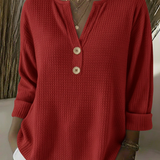 Lucía | Geknöpfte Henley T-Shirt mit Struktur