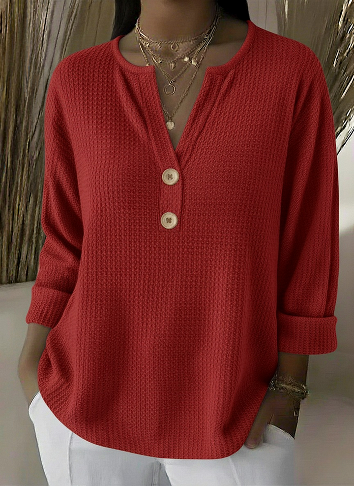 Lucía | T-shirt Henley strutturata con bottoni