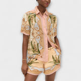 Maren - Beiges Set mit botanischem Print