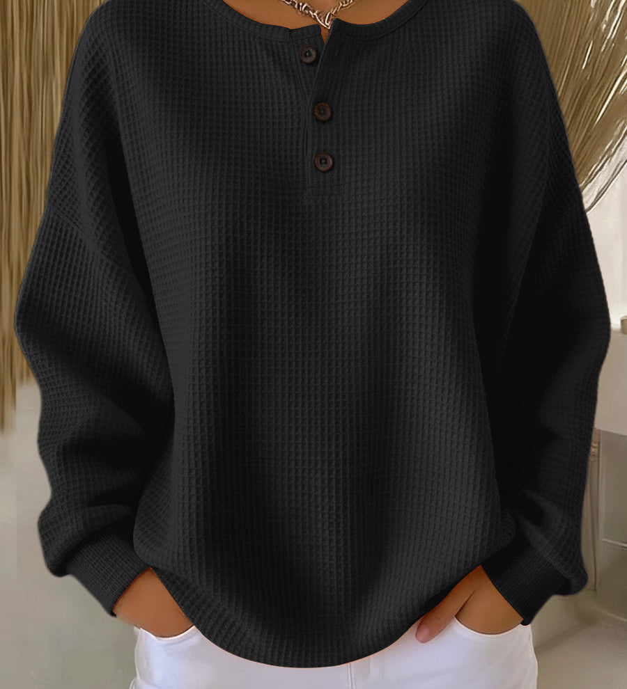 Milagros | Henley Sweatshirt mit Struktur
