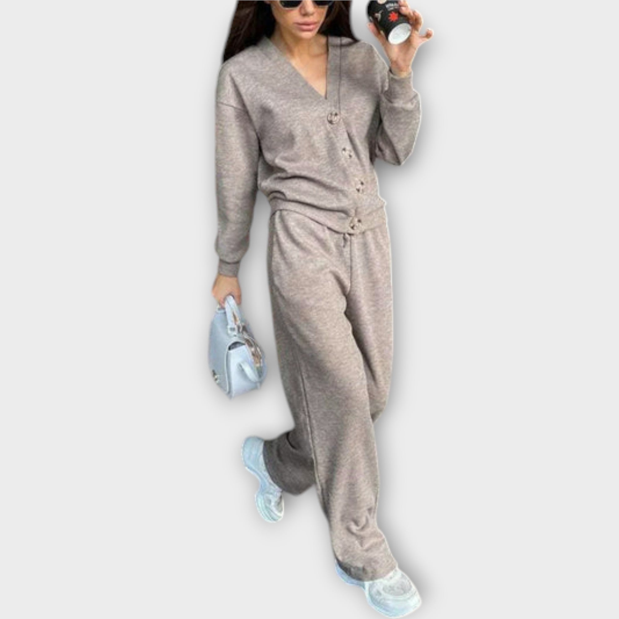 Chantal - Schwarzes Set mit Cardigan und Hose