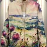 Zelda - Schottisches Distel-Landschaft Zip-Cardigan