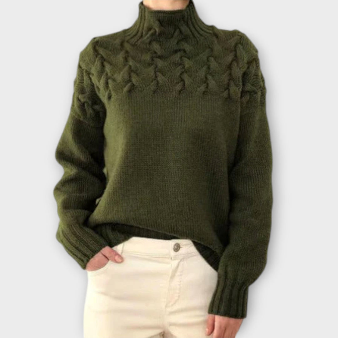 Eva - Maglione nero da donna con dettaglio a trecce