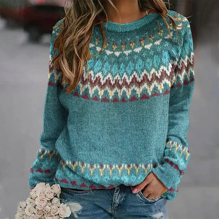 Regina | Pullover mit Retro-Wellen-Muster