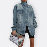 Sílvia - Vintage Jacke mit hohem asymmetrischem Kragen