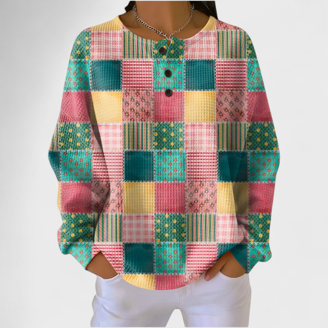 Le pull Agnes | Pull à motif patchwork coloré