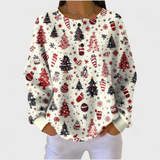 Das Anna | Cremefarbener Pullover mit Weihnachtsbaum-Muster