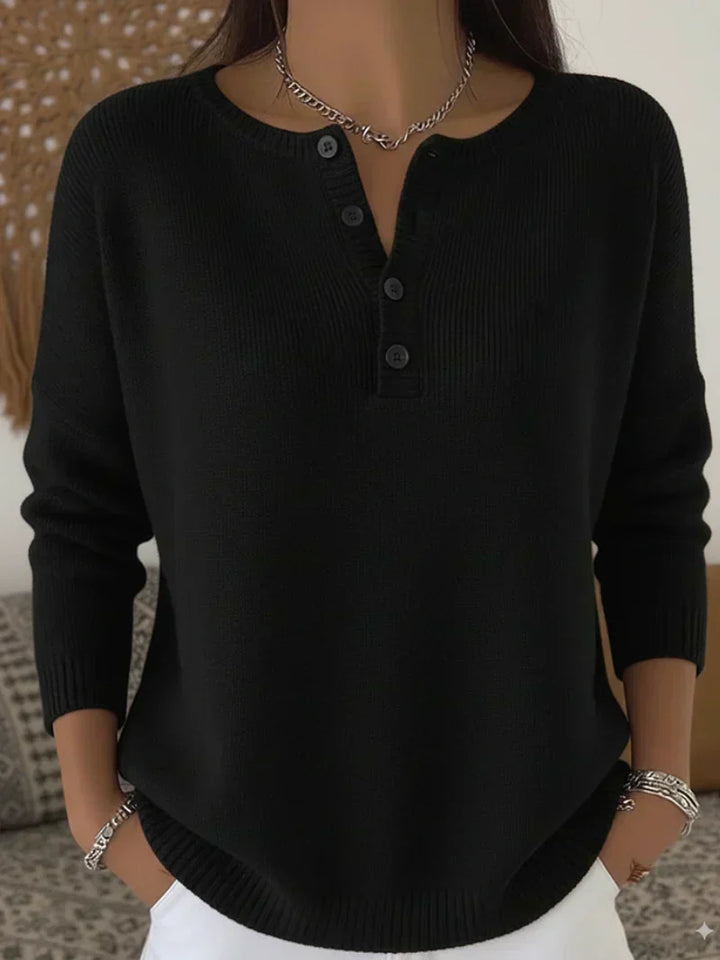 Helena | Maglione a maglia con bottoni Henley