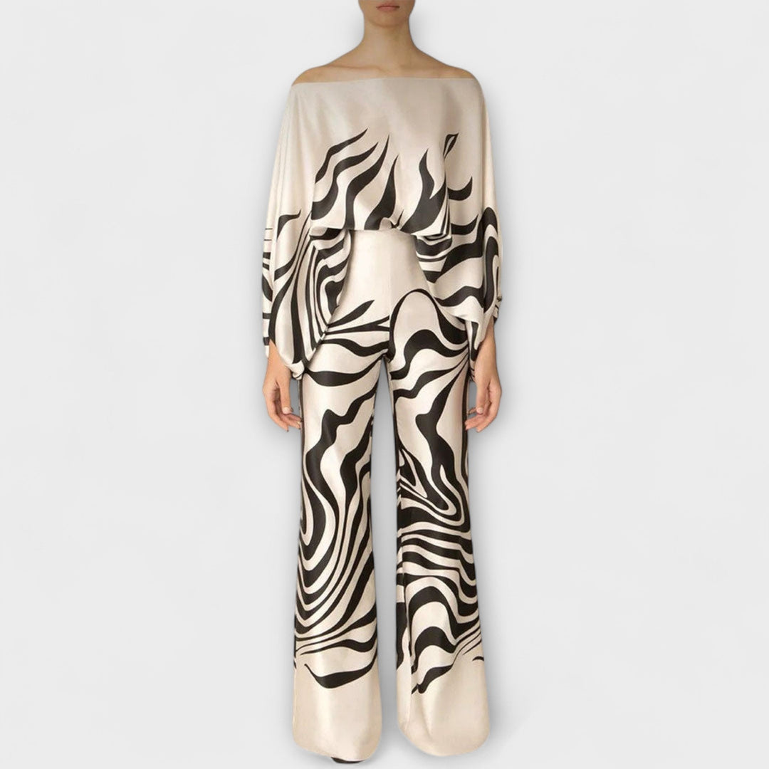 Greta - Ensemble rouge et blanc à motif ondulé