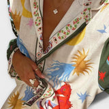 Stella - Cremefarbenes Set mit buntem Print