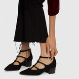 Lieselotte - Schwarze T-Steg-Pumps