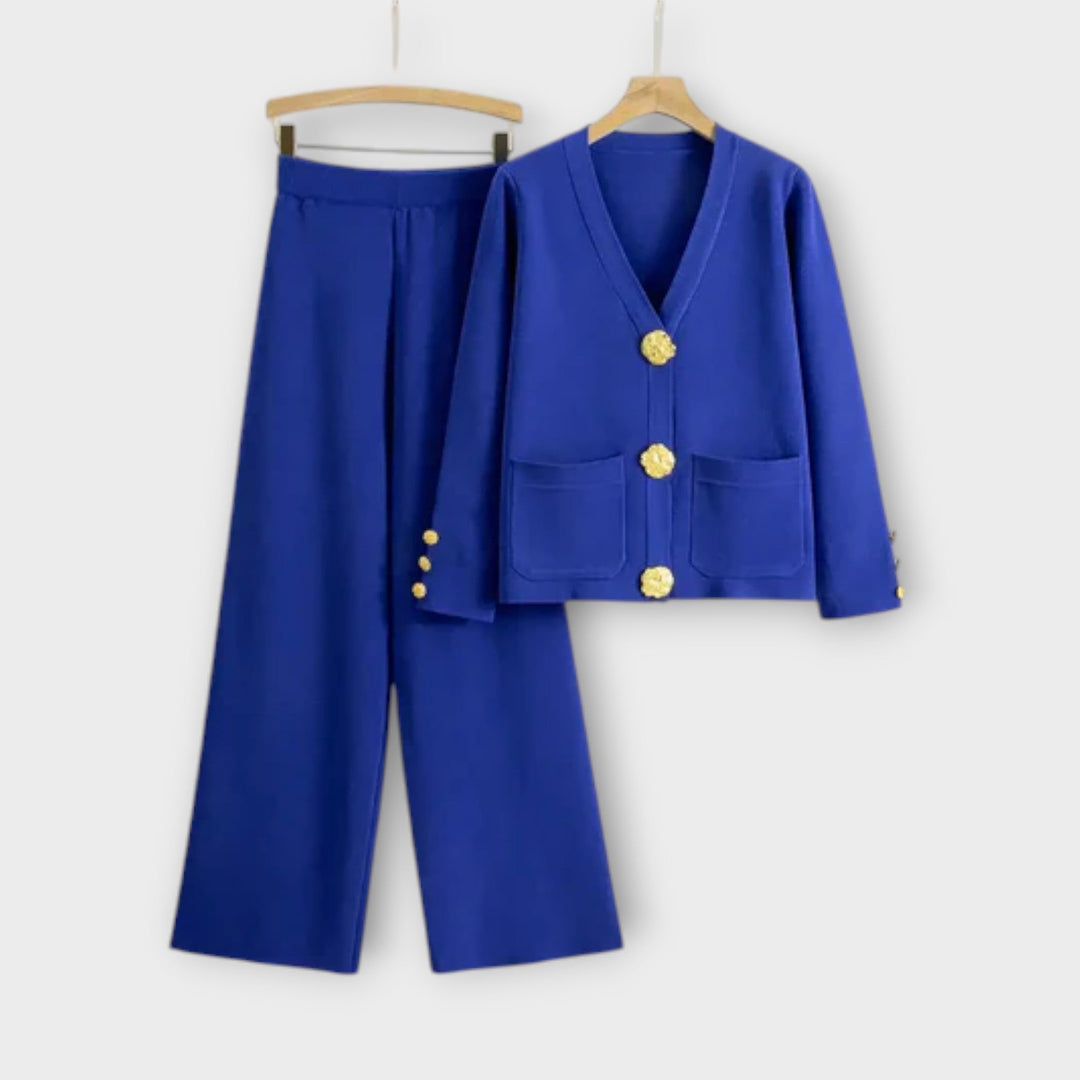 Angela - Ensemble élégant couleur crème avec cardigan