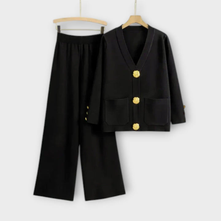 Angela - Ensemble élégant couleur crème avec cardigan