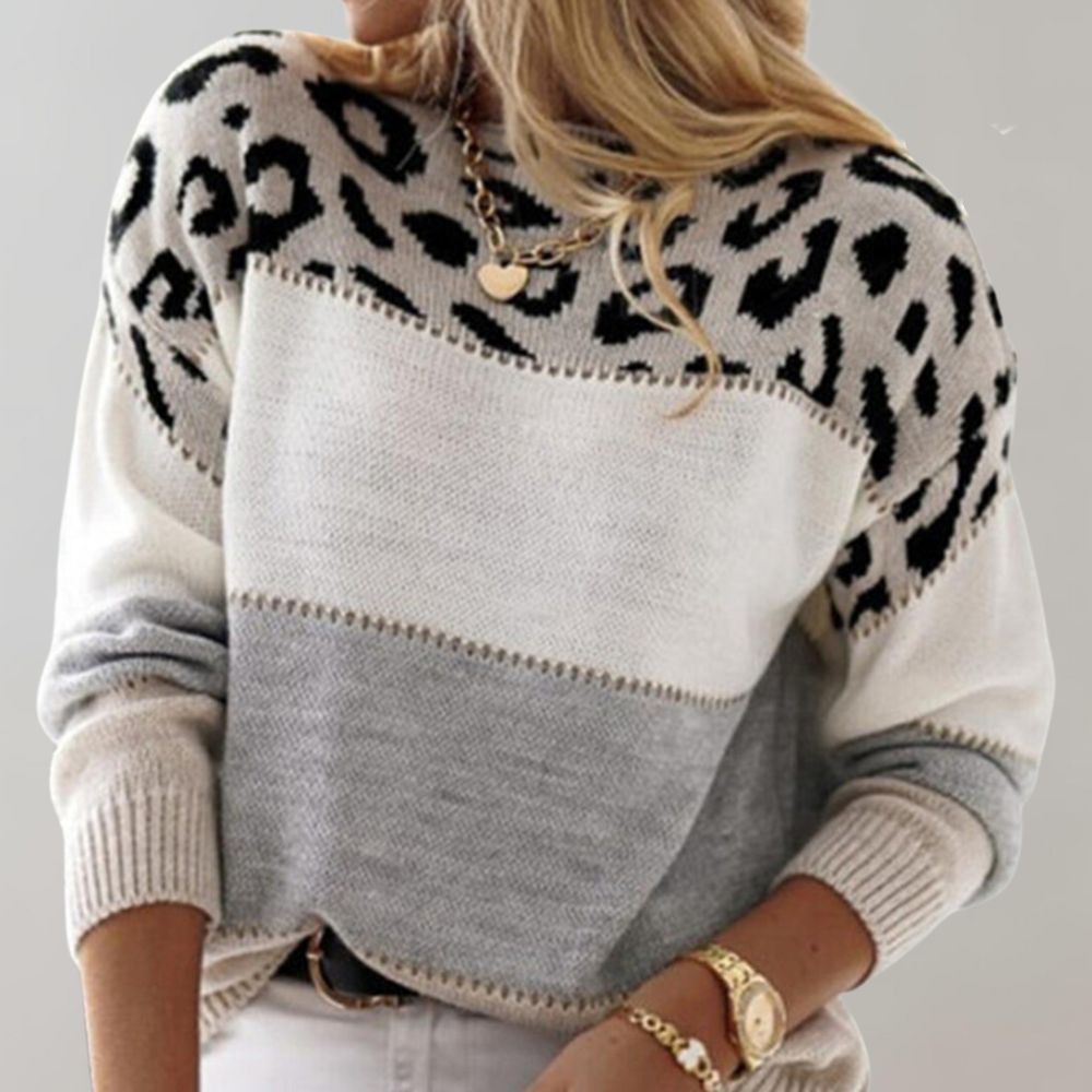 Diane | Pull en maille à accents léopard