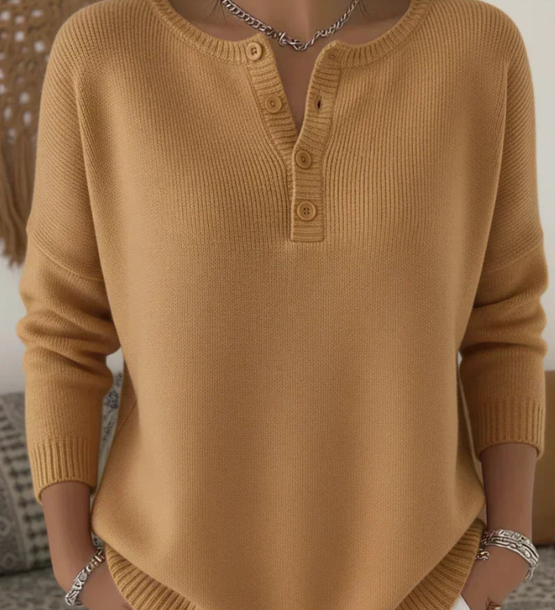 Helena | Strickpullover mit Henley-Knöpfen