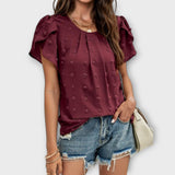 Charlotte - Bordeauxrote Polka-Dot-Bluse