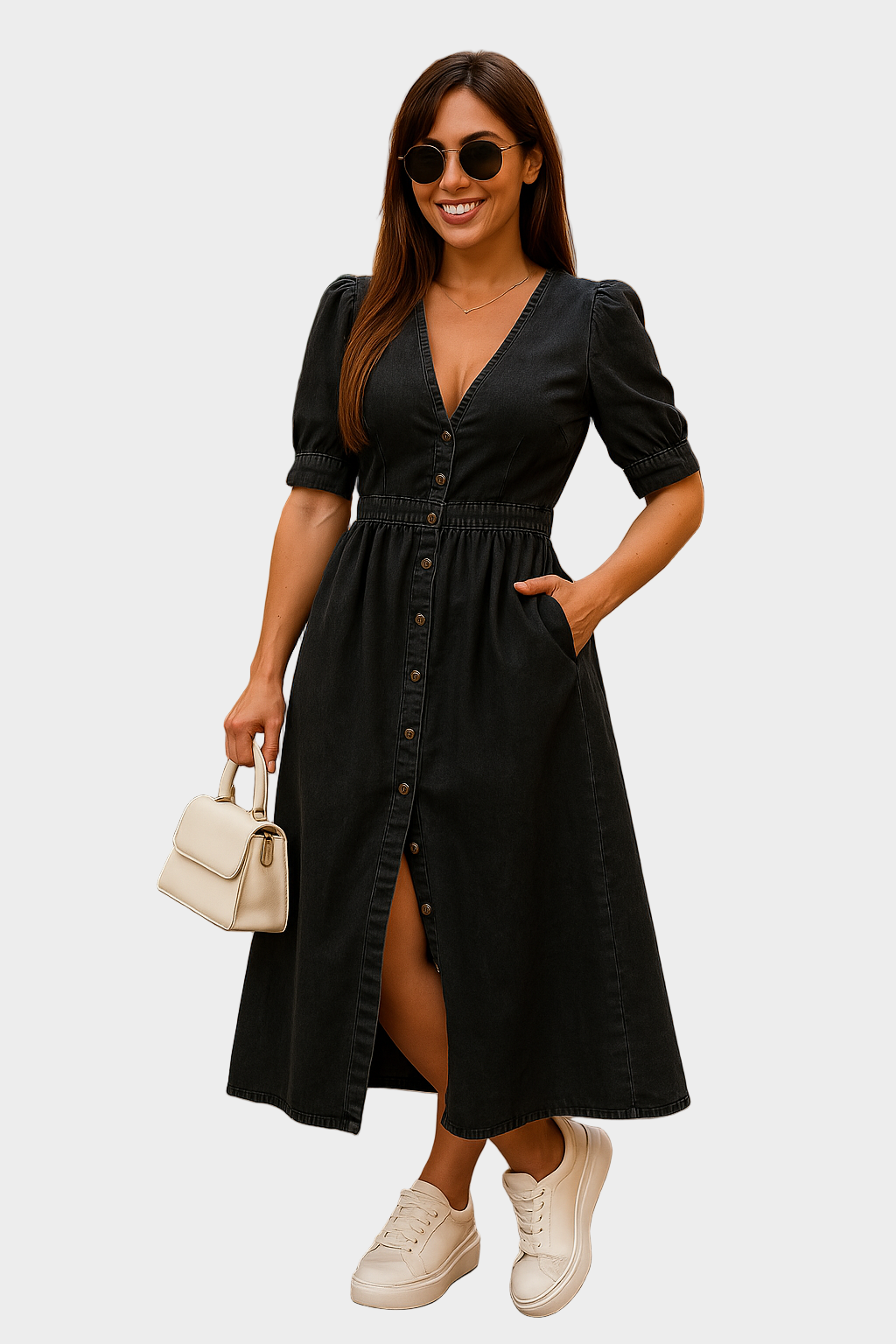 Robe en jean à boutons