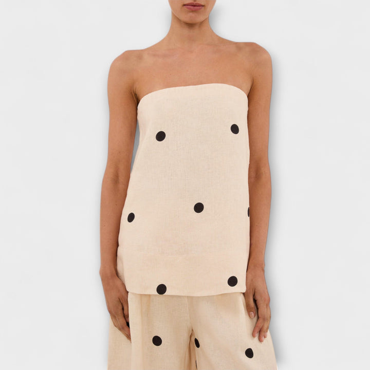 Georgia - Beiger Polka-Dot-Jumpsuit