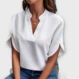 Vivi - Weisse leichte Bluse mit V-Ausschnitt