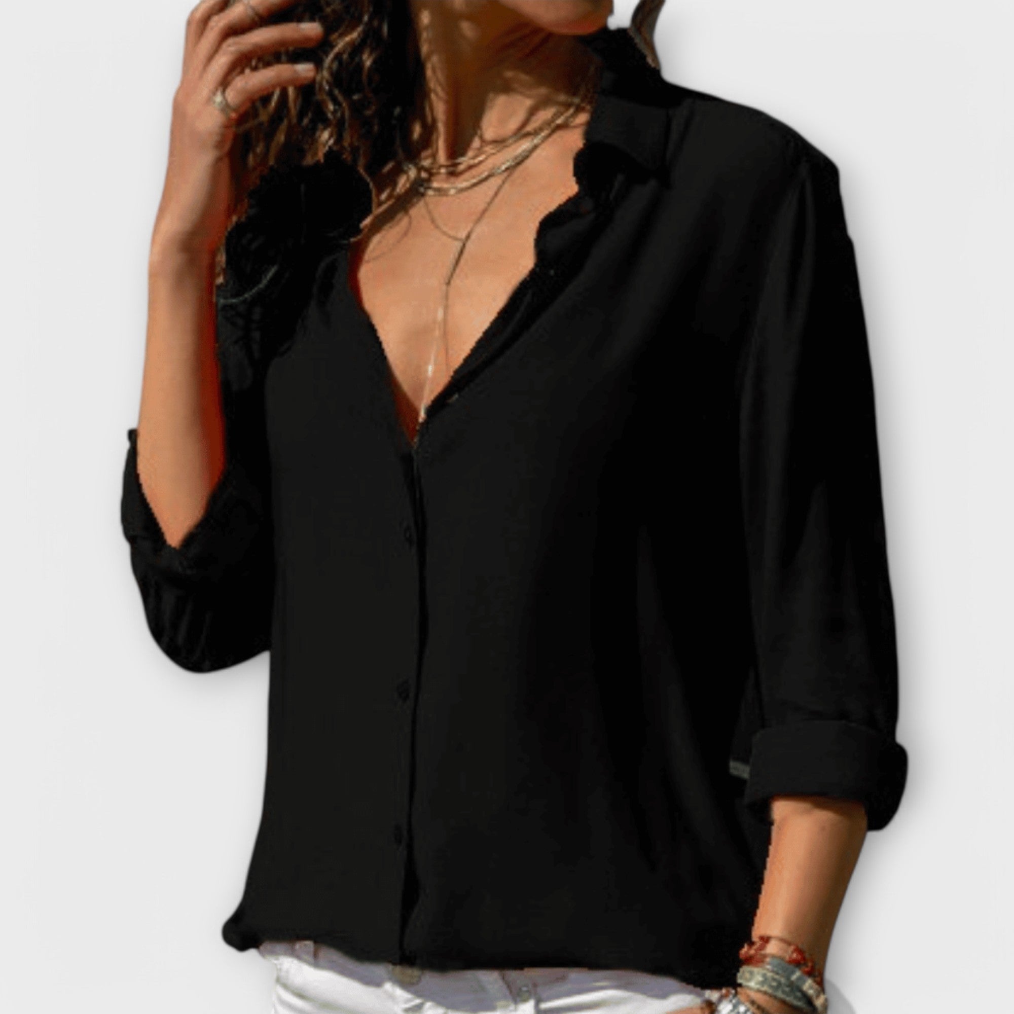 Mona - Weisse elegante Satinbluse
