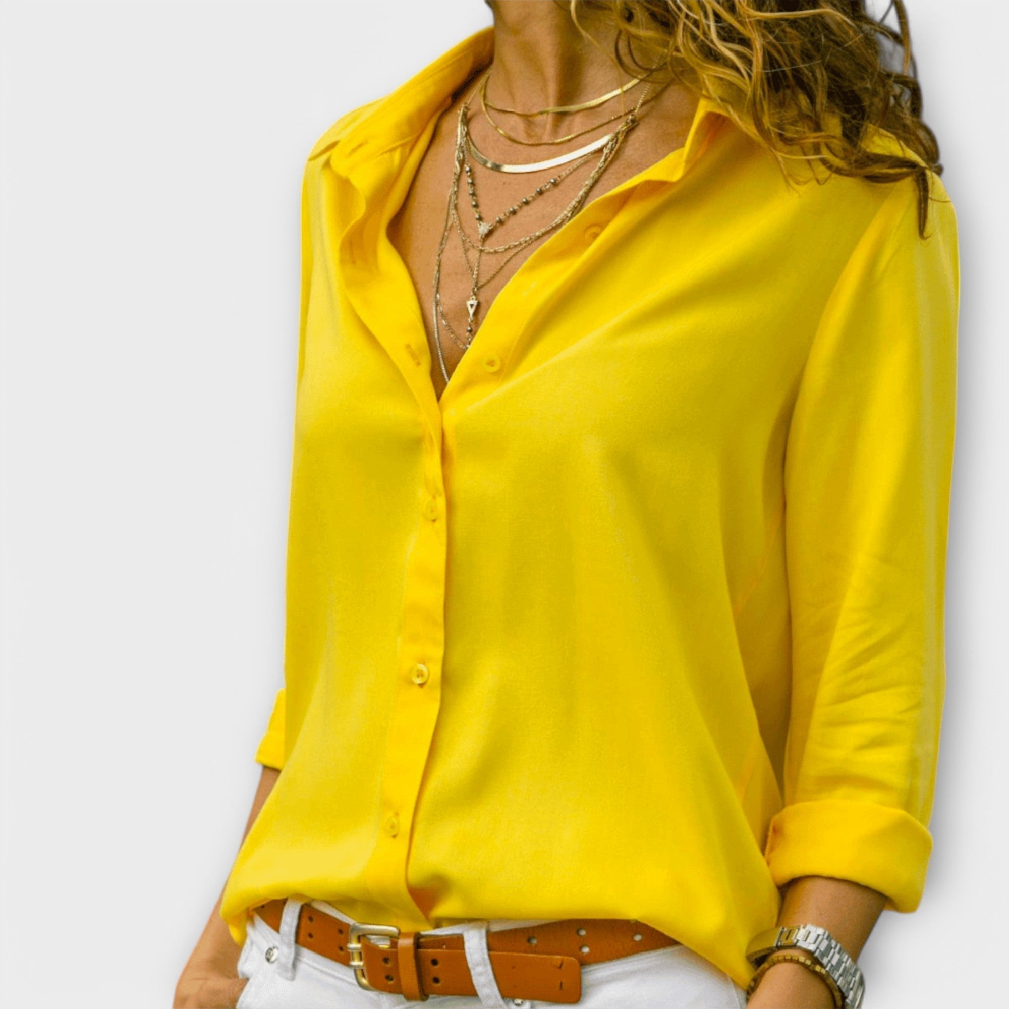 Mona - Weisse elegante Satinbluse