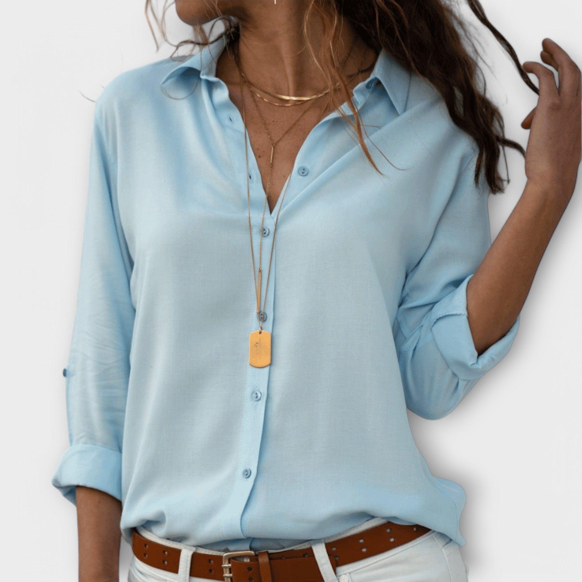 Mona - Weisse elegante Satinbluse