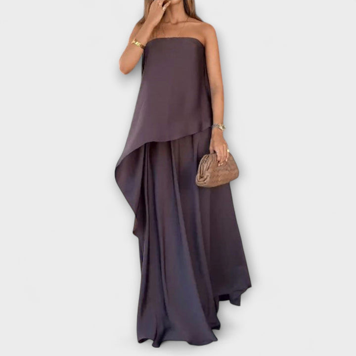 Ruby - Set grigio con top a fascia e gonna