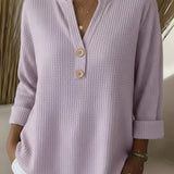 Lucía | Geknöpfte Henley T-Shirt mit Struktur
